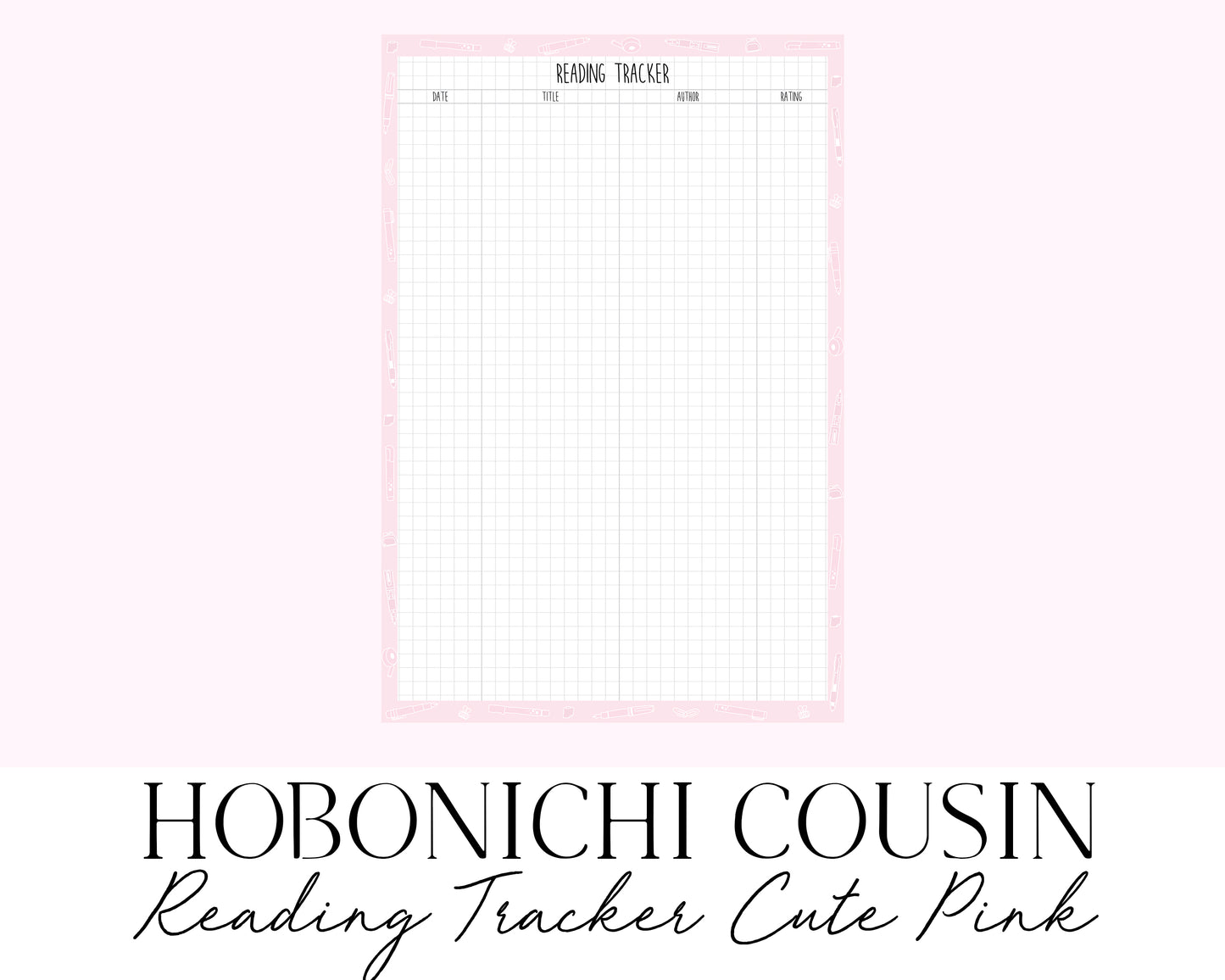Hobonichi Cousin A5 2023 Reading Tracker Cute Pink (Full Page Printable Stickers)