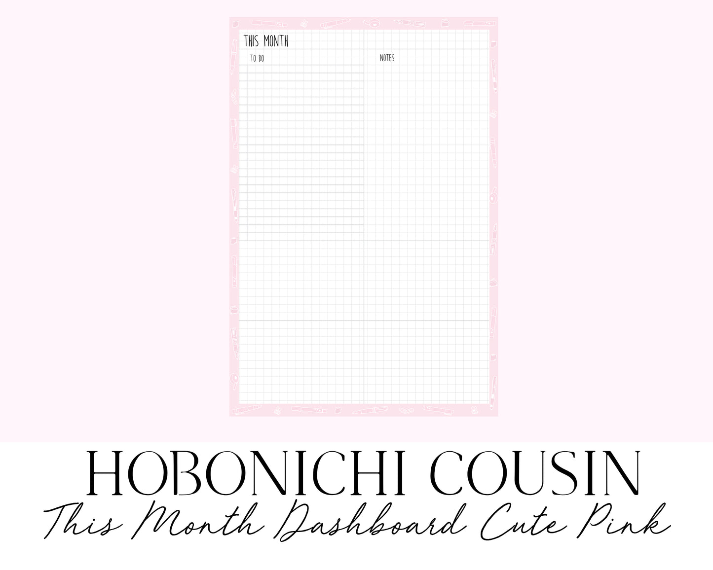 Hobonichi Cousin A5 This Month Cute Pink (Full Page Printable Stickers)