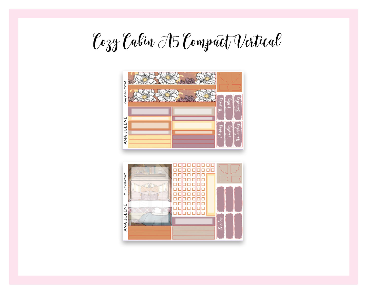 COZY CABIN EC A5 Compact Vertical Planner Sticker Kit (Erin Condren Life Planner)