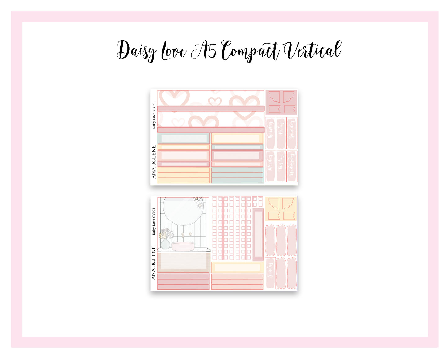 DAISY LOVE EC A5 Compact Vertical Planner Sticker Kit (Erin Condren Life Planner)