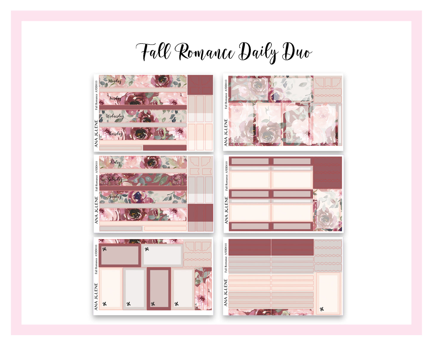 FALL ROMANCE EC A5 Daily Duo Planner Sticker Kit (Erin Condren)