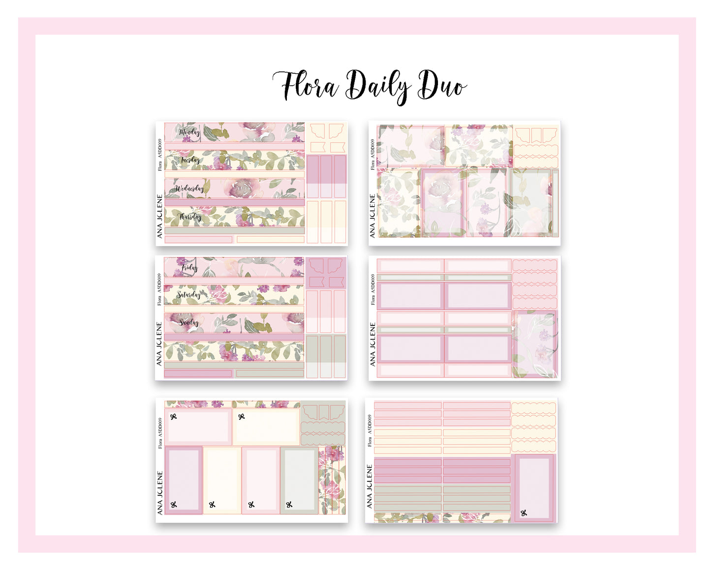 FLORA EC A5 Daily Duo Planner Sticker Kit (Erin Condren)