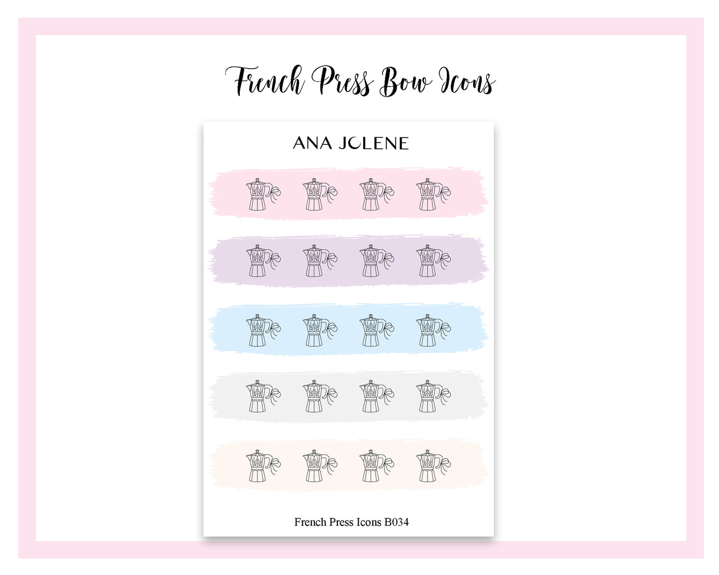 French Press Bow Icon Stickers