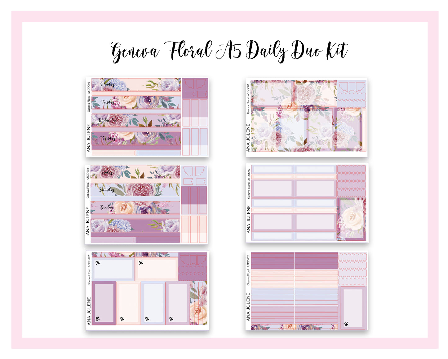 GENEVA FLORAL EC A5 Daily Duo Planner Sticker Kit (Erin Condren)