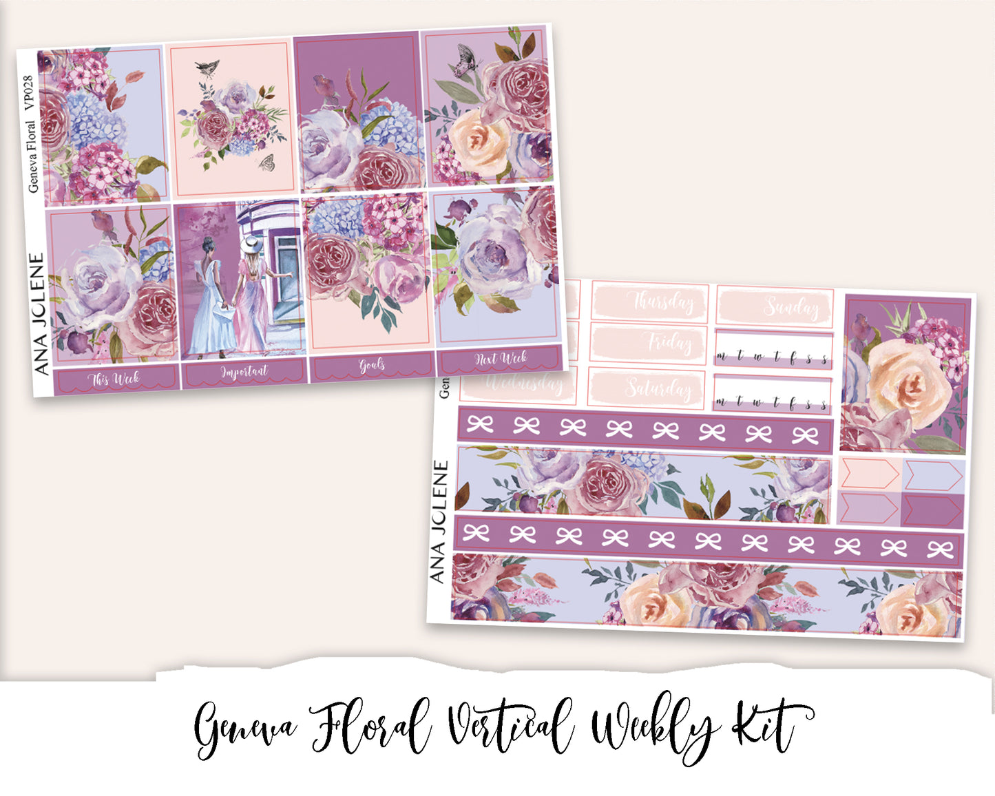GENEVA FLORAL Planner Sticker Kit (Vertical Weekly)