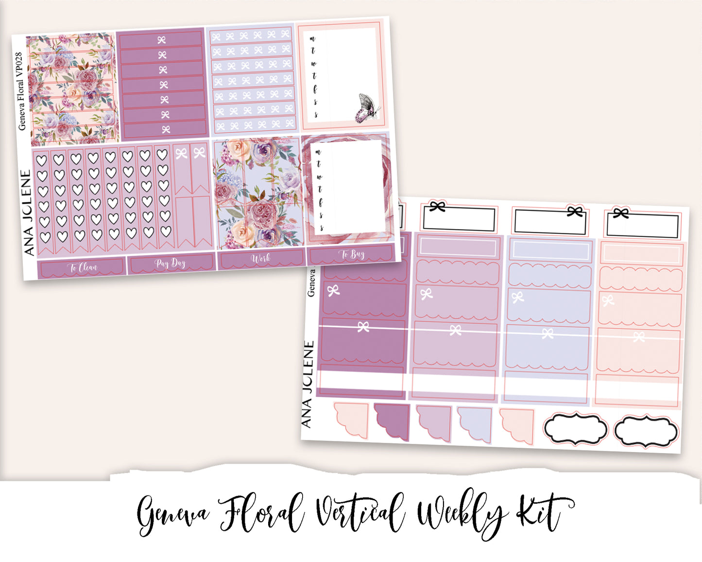 GENEVA FLORAL Planner Sticker Kit (Vertical Weekly)