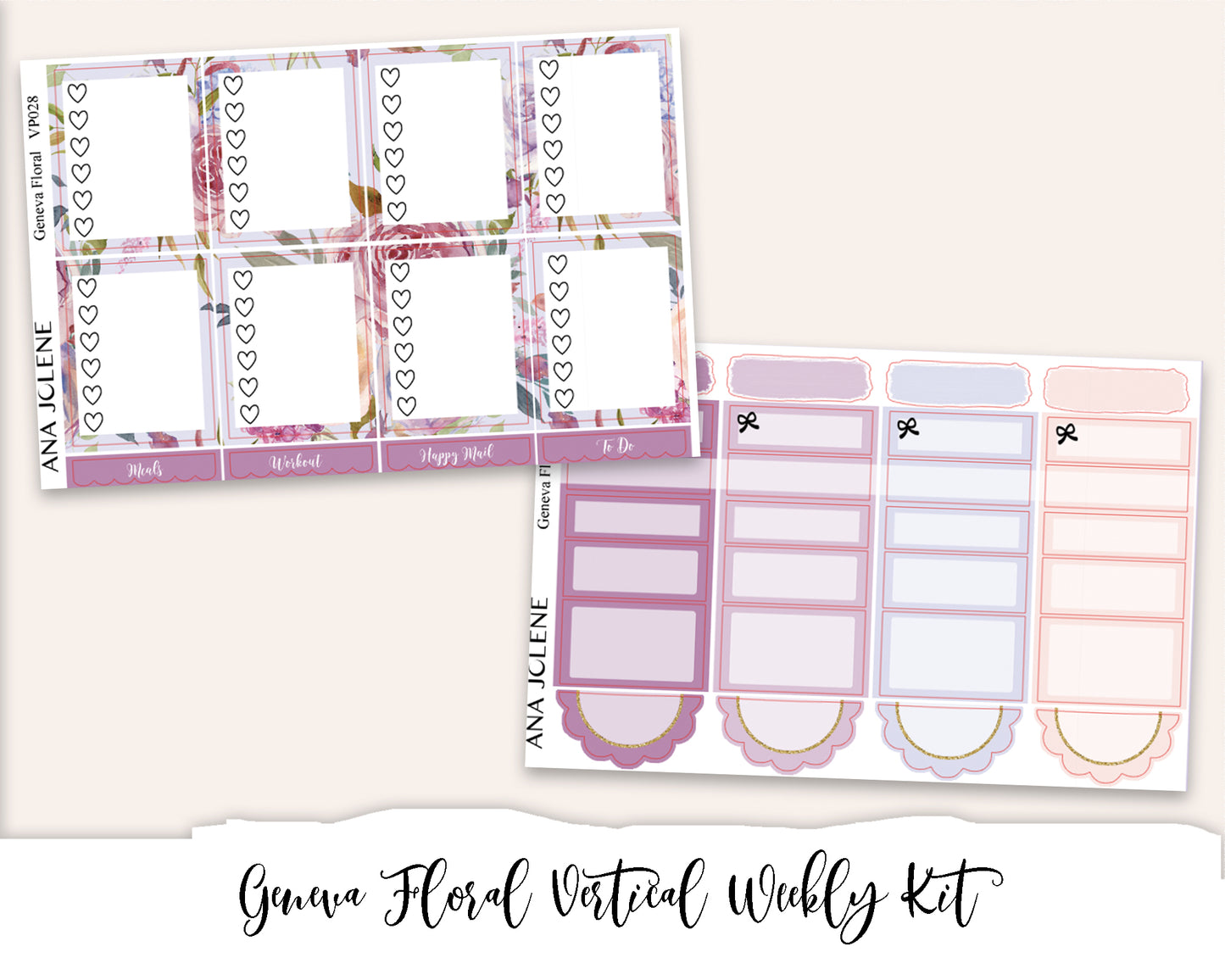 GENEVA FLORAL Planner Sticker Kit (Vertical Weekly)