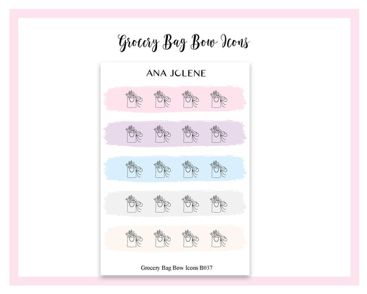 Grocery Bag Bow Icon Stickers