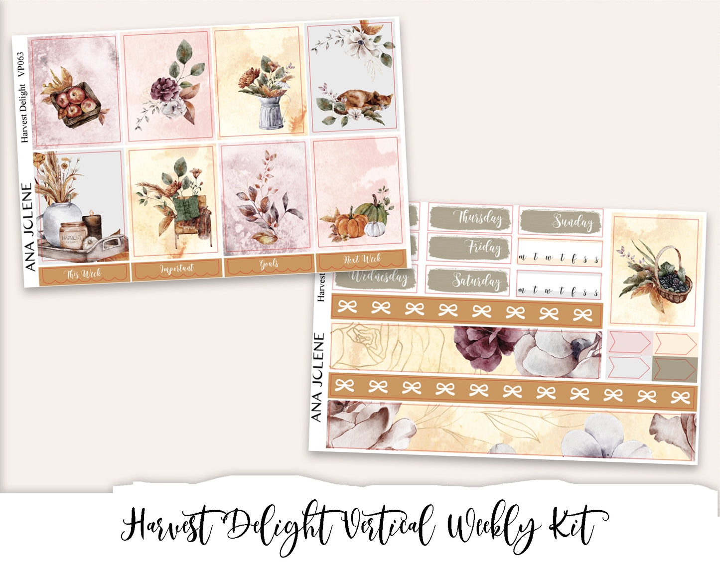 HARVEST DELIGHT Planner Sticker Kit (Vertical Weekly)