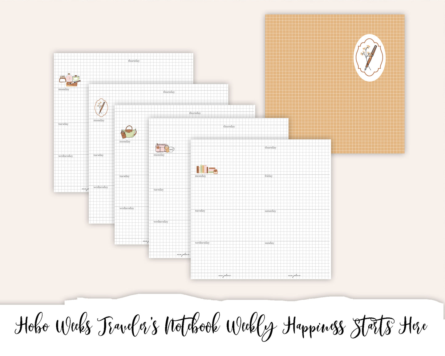 Hobonichi Weeks Traveler's Notebook Printable - Weekly Happiness Starts Here