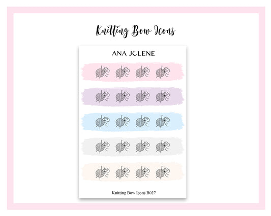 Knitting Bow Icon Stickers