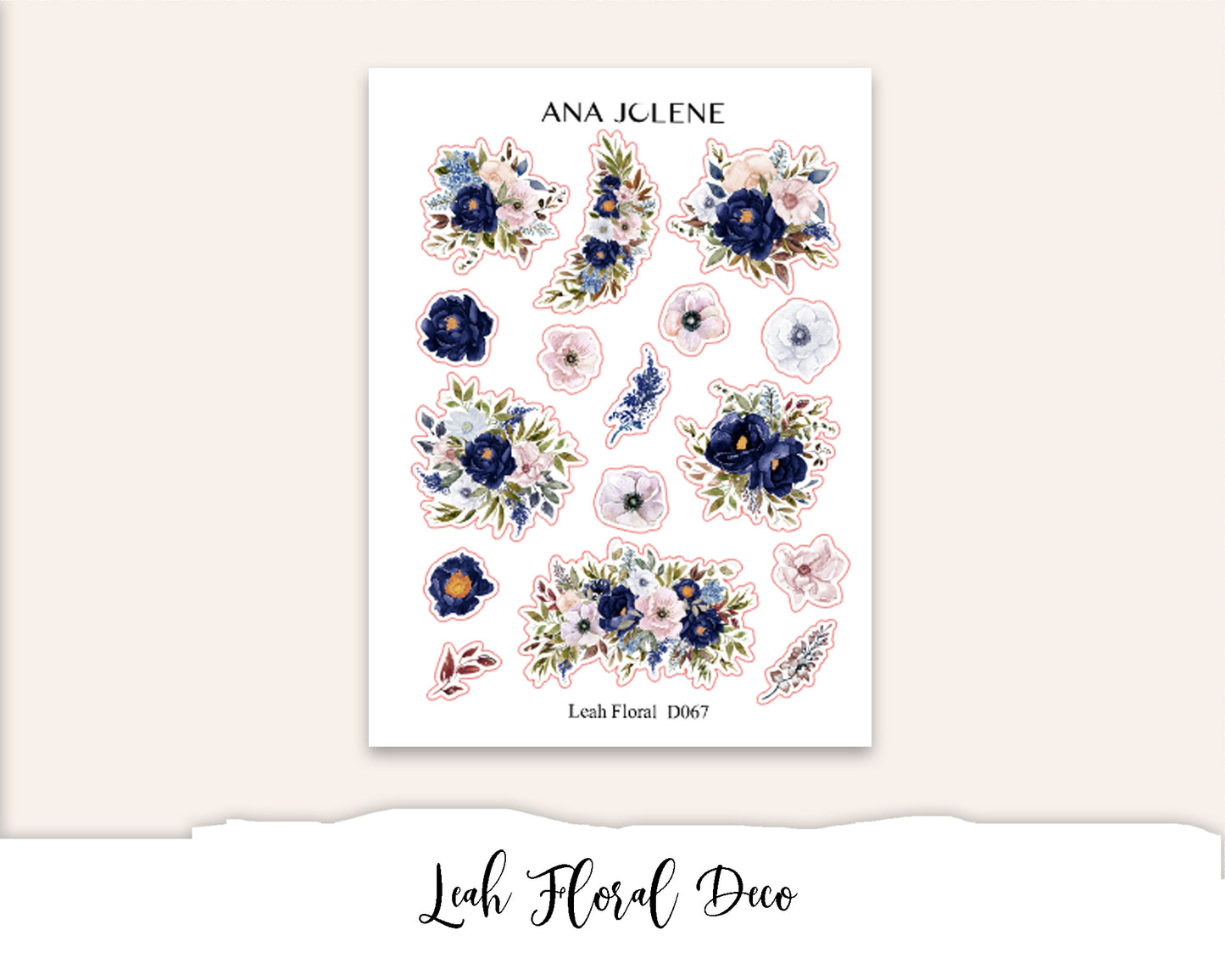 LEAH FLORAL Hobonichi Cousin Weekly Planner Sticker Kit