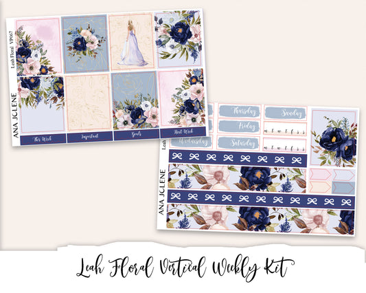 LEAH FLORAL Planner Sticker Kit (Vertical Weekly)