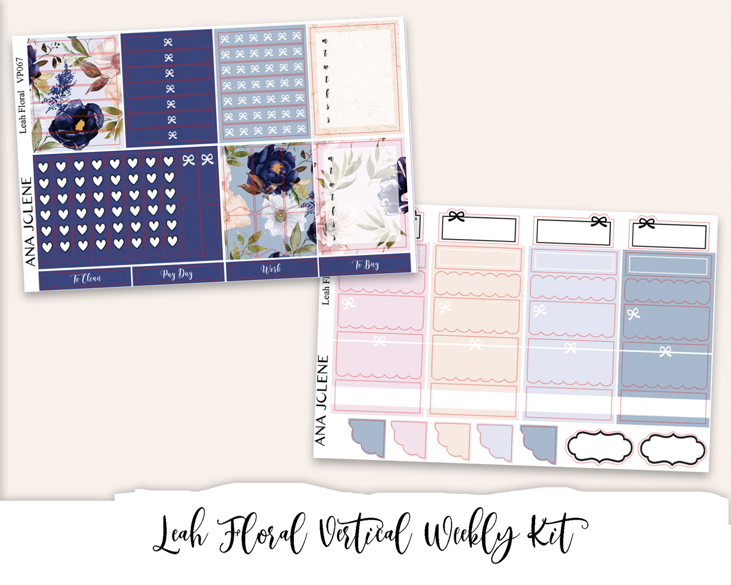 LEAH FLORAL Planner Sticker Kit (Vertical Weekly)
