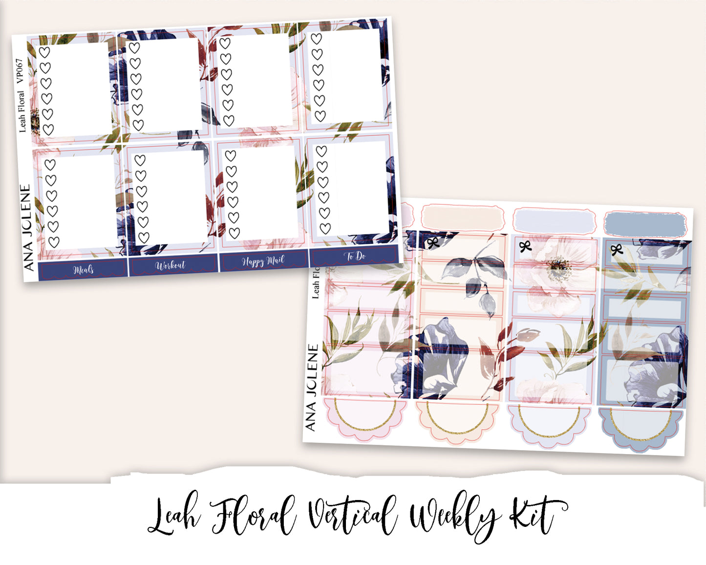 LEAH FLORAL Planner Sticker Kit (Vertical Weekly)