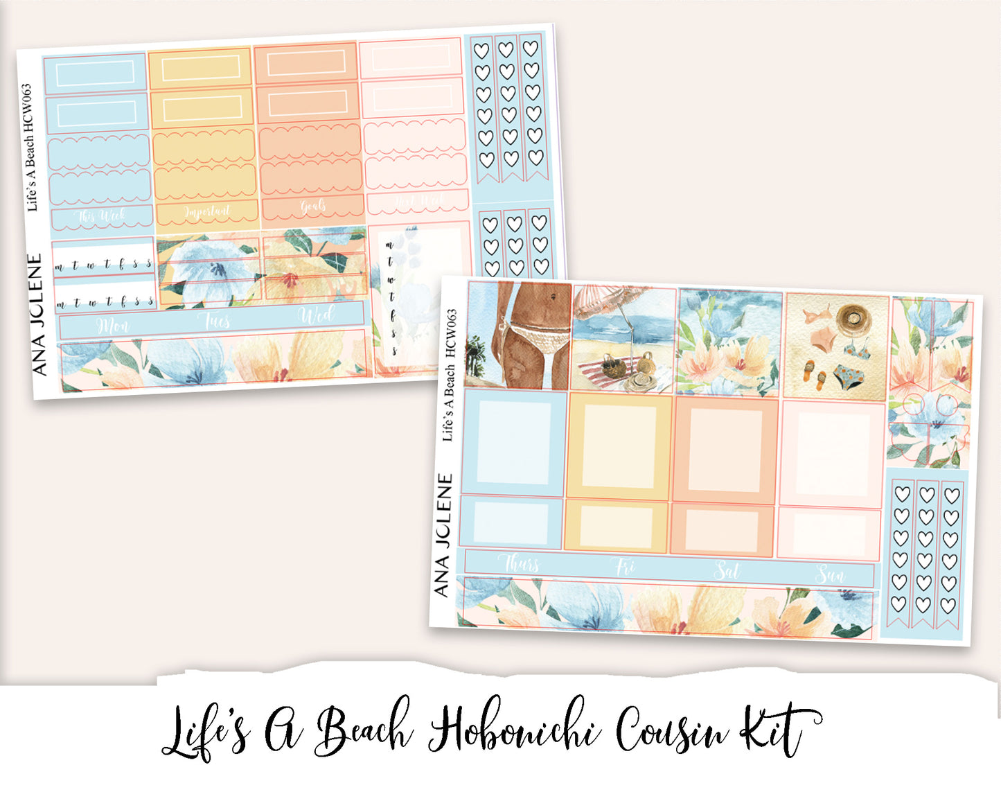 LIFE'S A BEACH Hobonichi Cousin Weekly Planner Sticker Kit