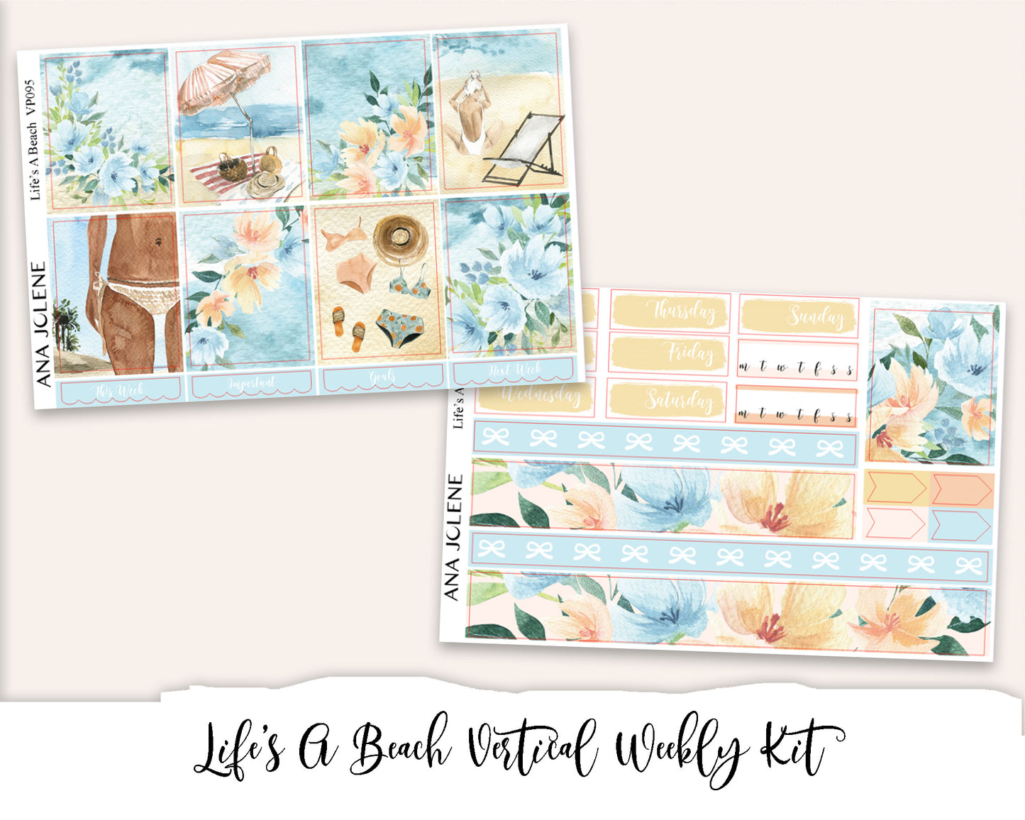 LIFE'S A BEACH Planner Sticker Kit (Vertical Weekly)