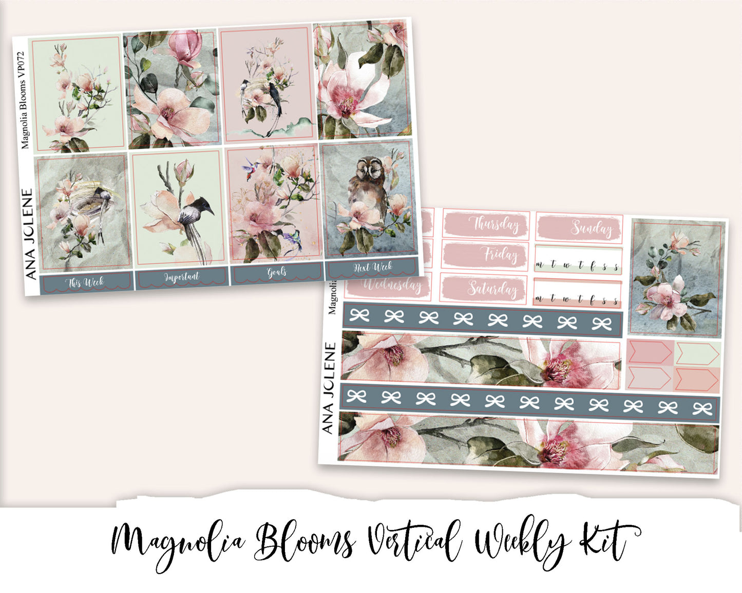 MAGNOLIA BLOOMS Planner Sticker Kit (Vertical Weekly)