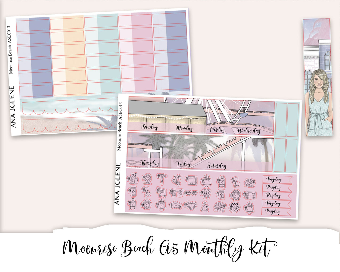 MOONRISE BEACH EC A5 Monthly Planner Sticker Kit