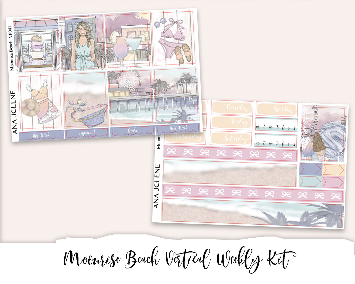 MOONRISE BEACH Planner Sticker Kit (Vertical Weekly)