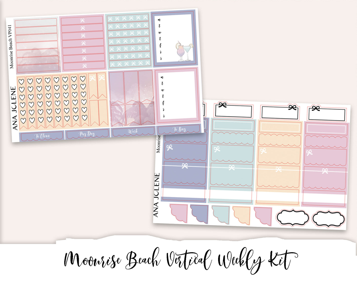 MOONRISE BEACH Planner Sticker Kit (Vertical Weekly)