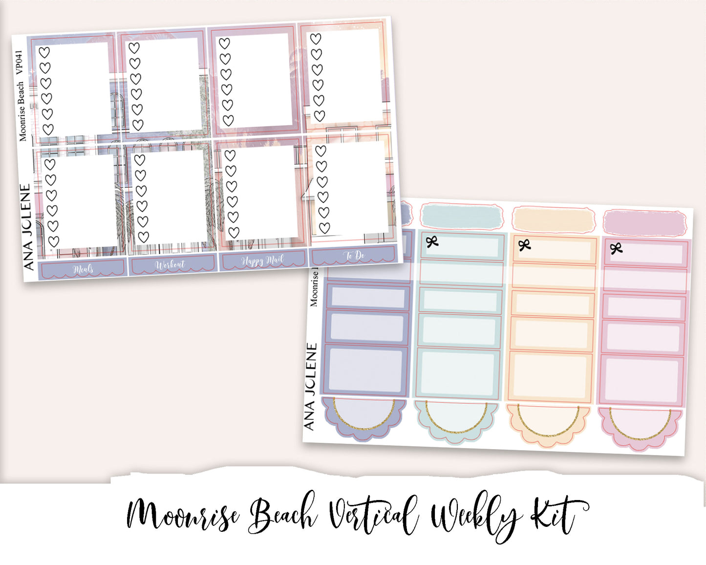 MOONRISE BEACH Planner Sticker Kit (Vertical Weekly)