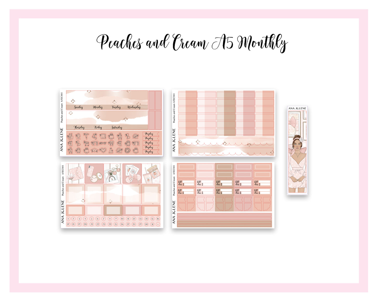 PEACHES AND CREAM EC A5 Monthly Planner Sticker Kit