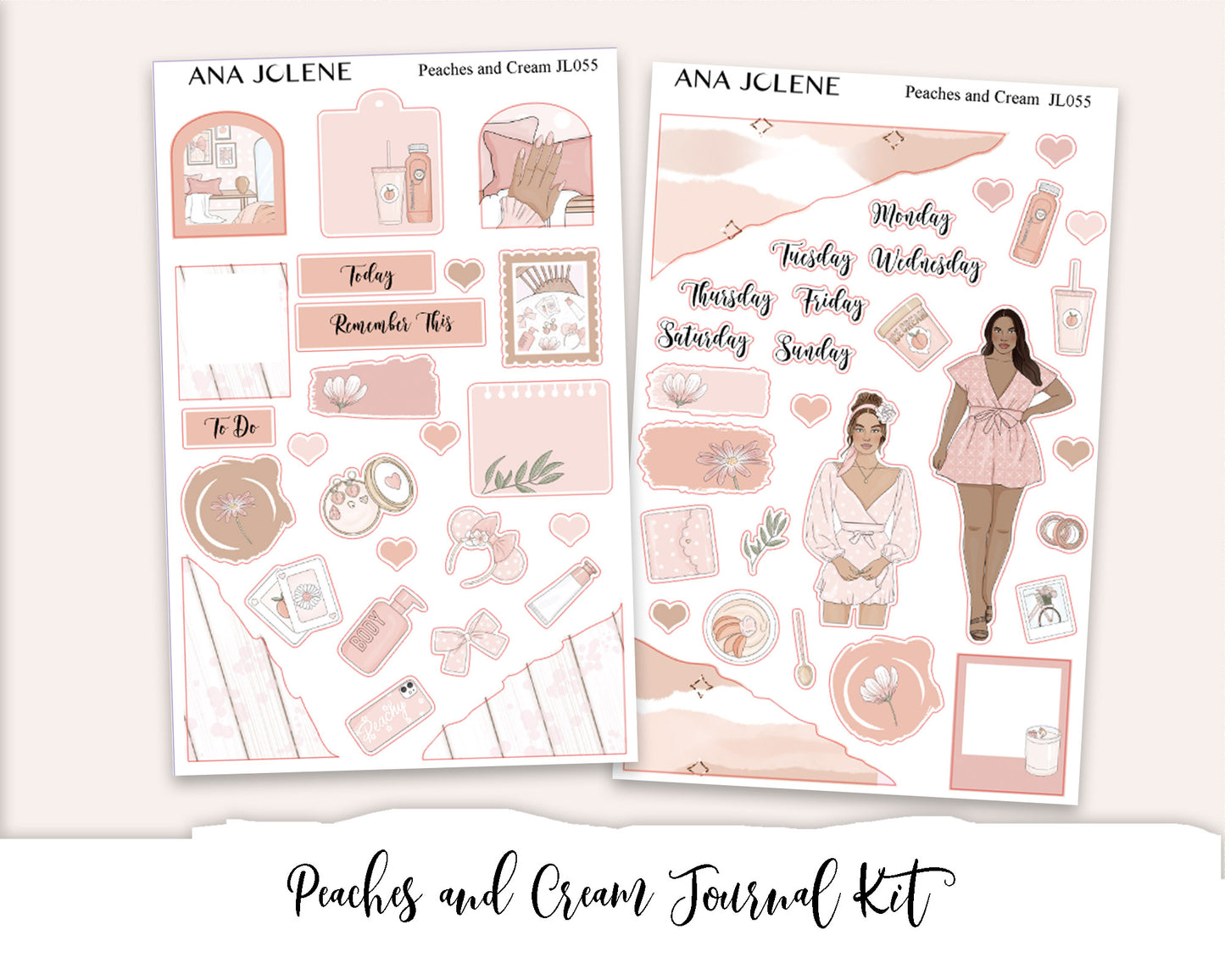 PEACHES AND CREAM Mini Journal Sticker Kit