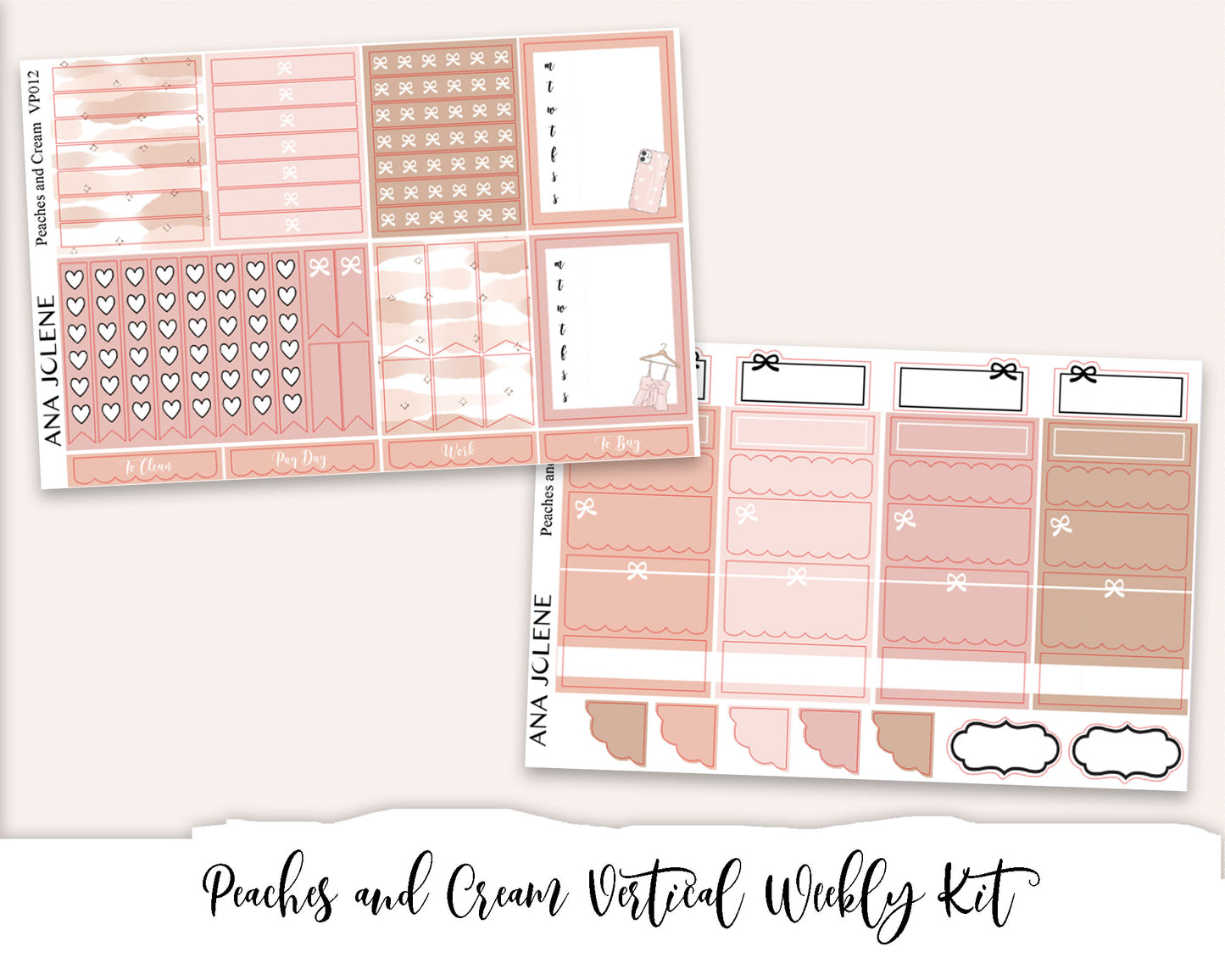 PEACHES AND CREAM Planner Sticker Kit (Vertical Weekly)
