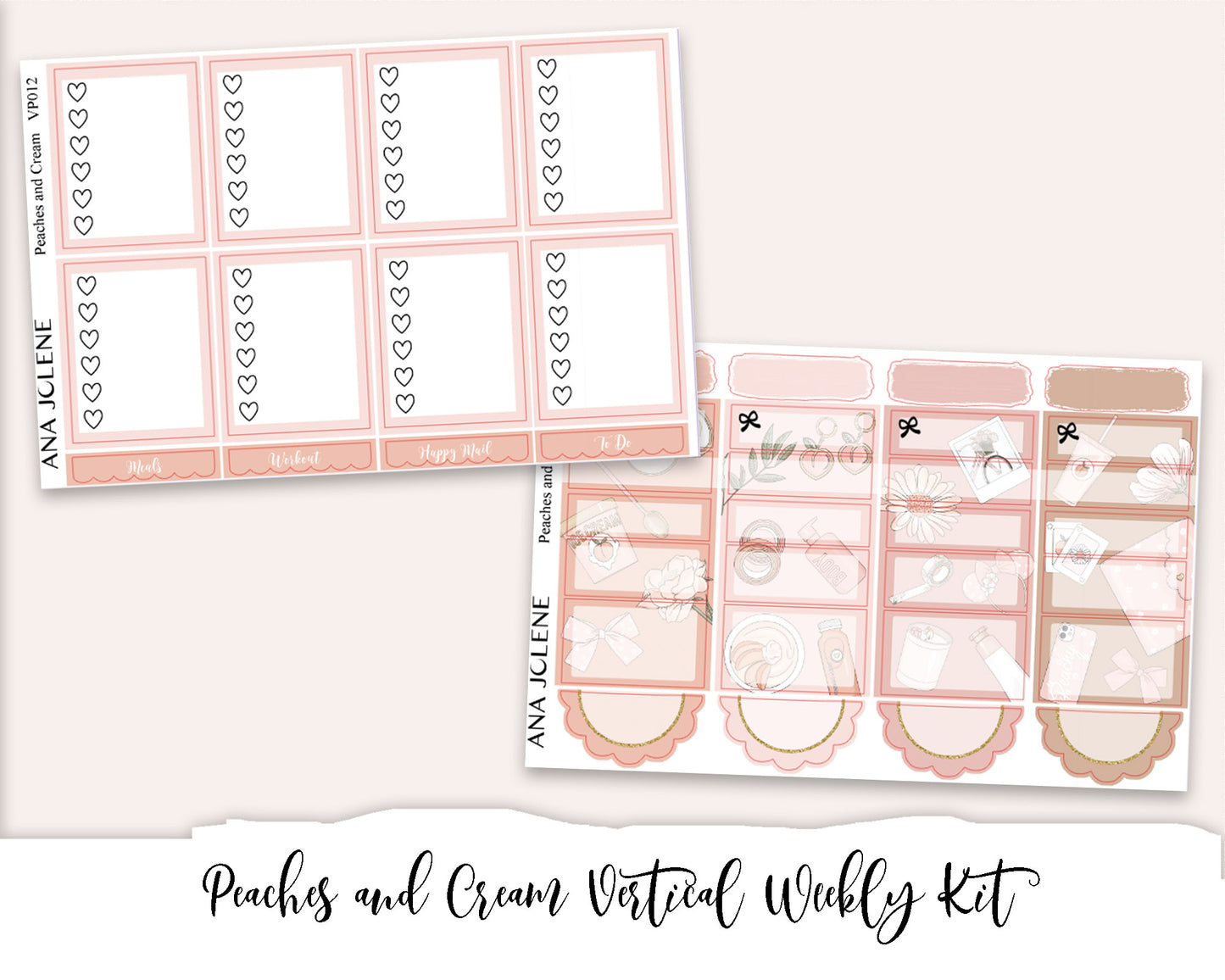 PEACHES AND CREAM Planner Sticker Kit (Vertical Weekly)