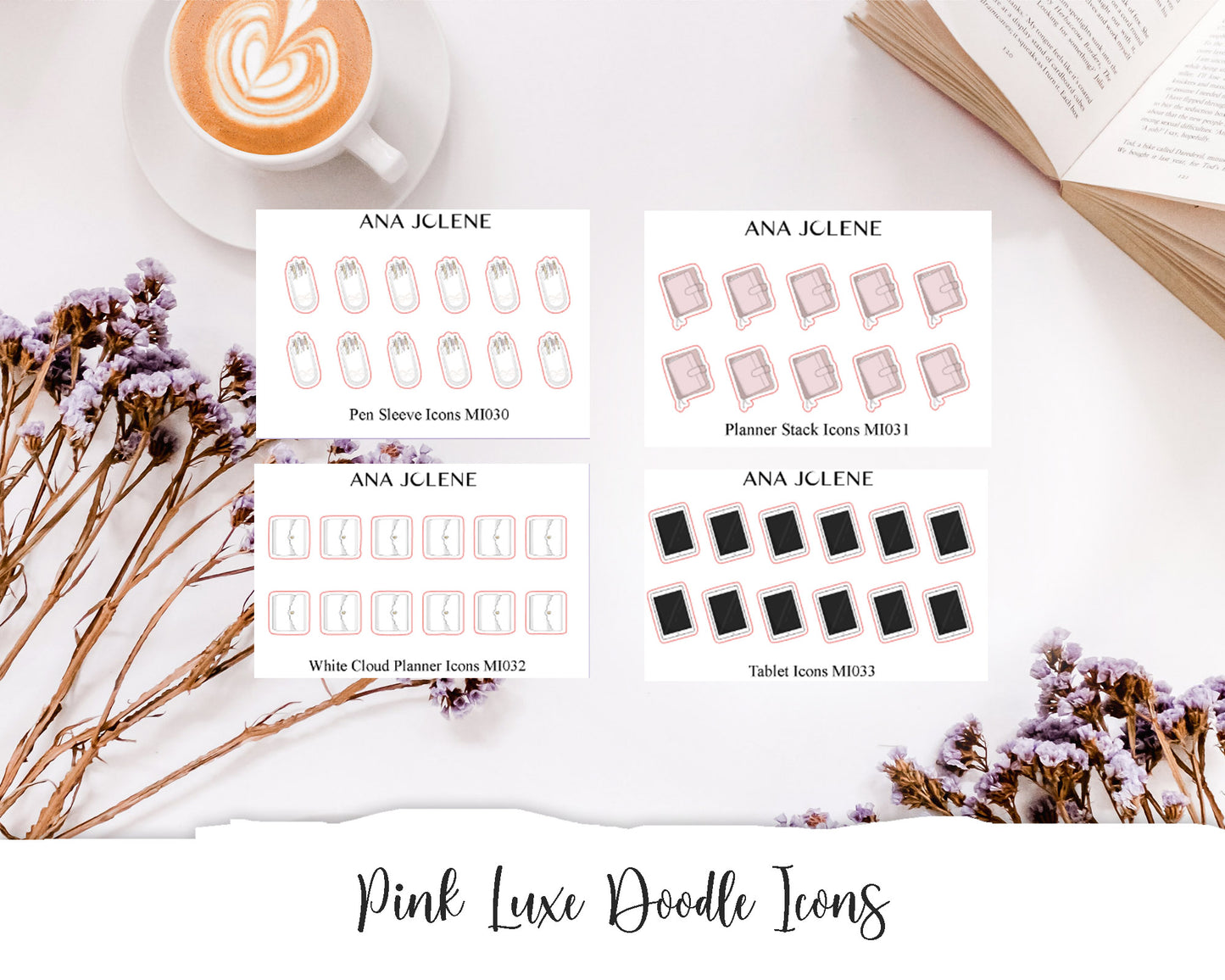 Pink Luxe Doodle Icon Stickers
