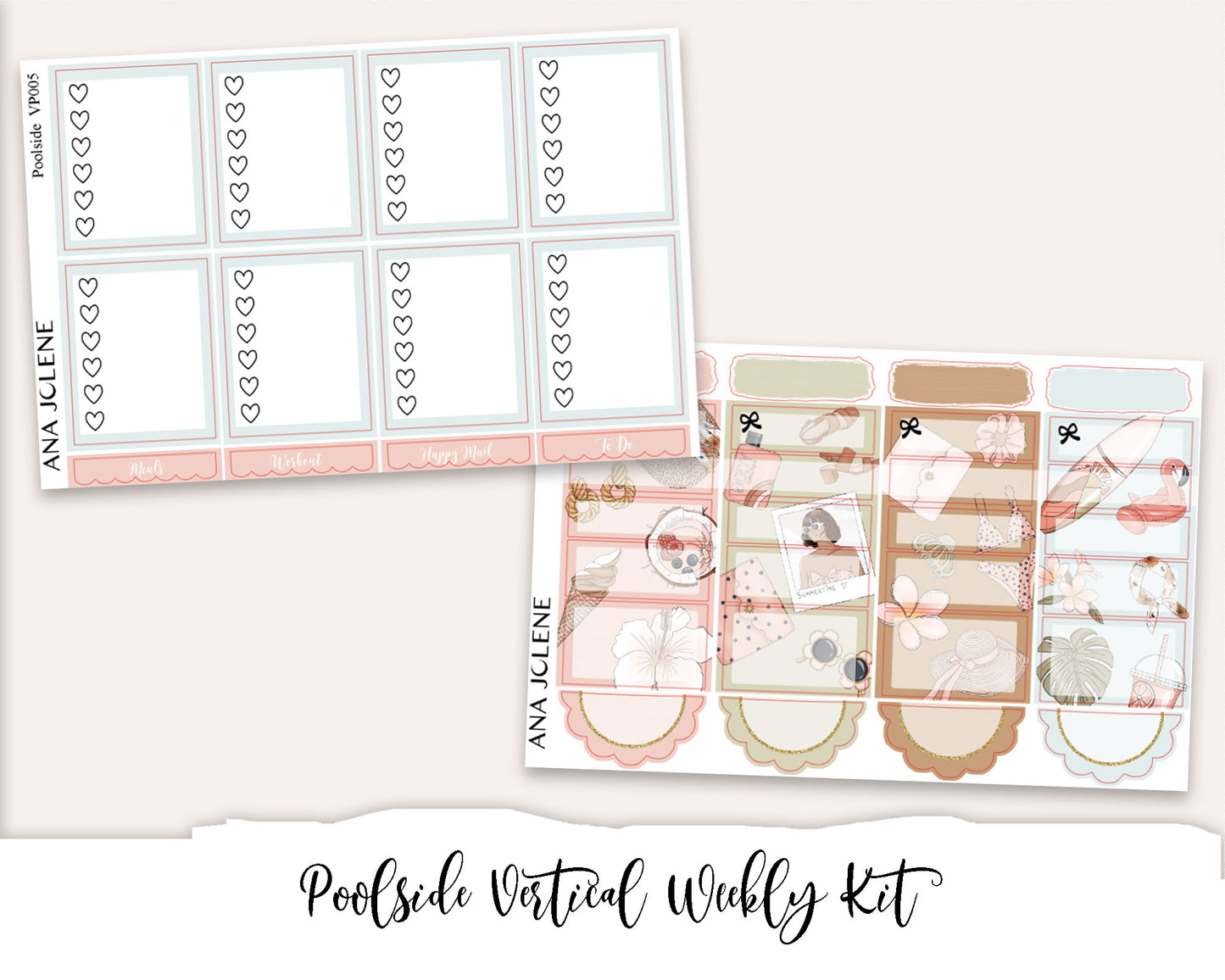 POOLSIDE Planner Sticker Kit (Vertical Weekly)