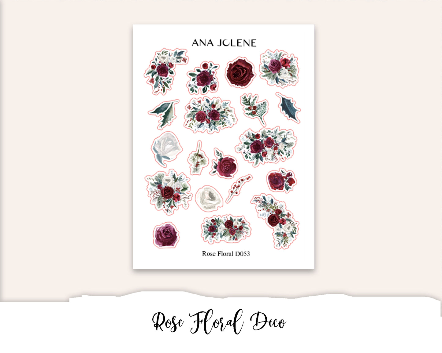 ROSE FLORAL Monthly Planner Sticker Kit (A5Wide)