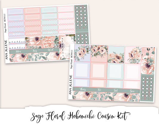 SAGE FLORAL Hobonichi Cousin Weekly Planner Sticker Kit