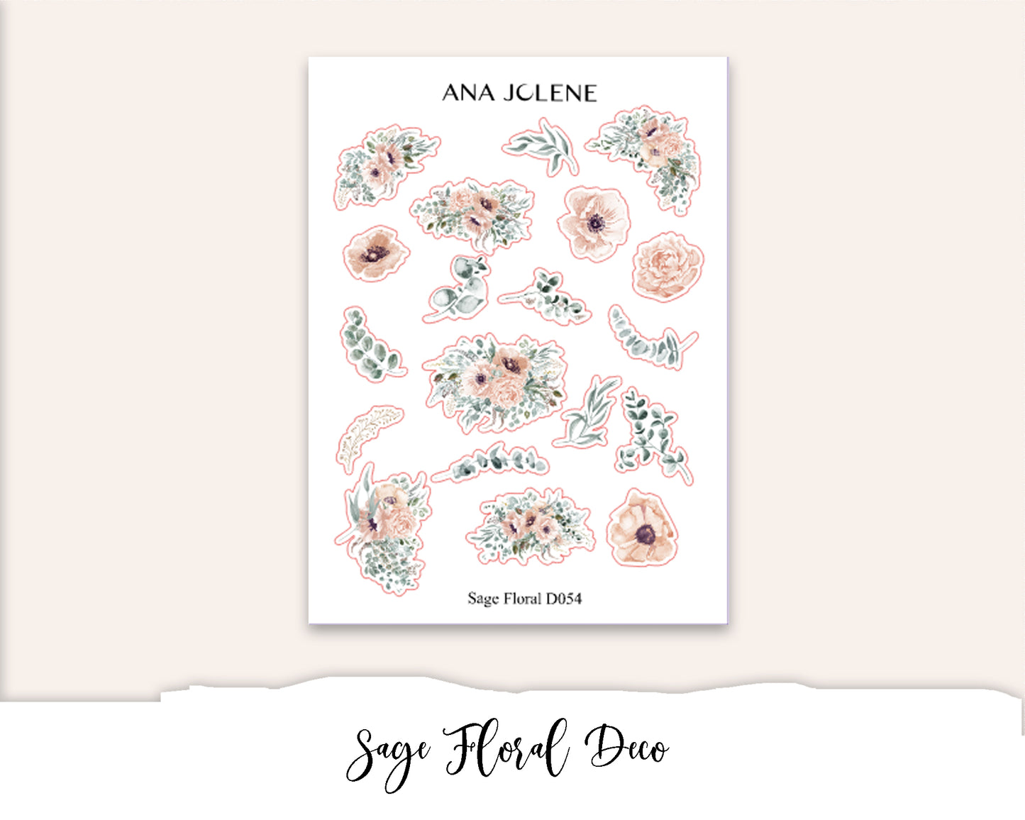 SAGE FLORAL Bullet Journaling Sticker Kit