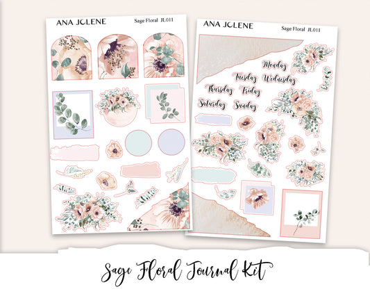 SAGE FLORAL Bullet Journaling Sticker Kit