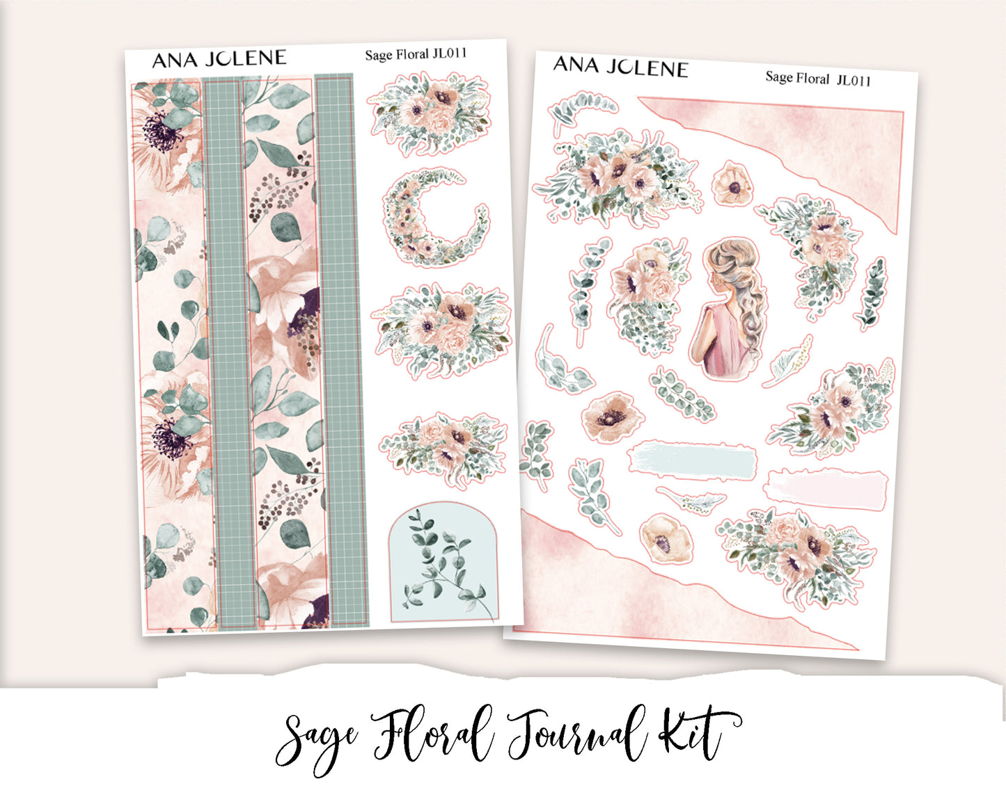 SAGE FLORAL Bullet Journaling Sticker Kit