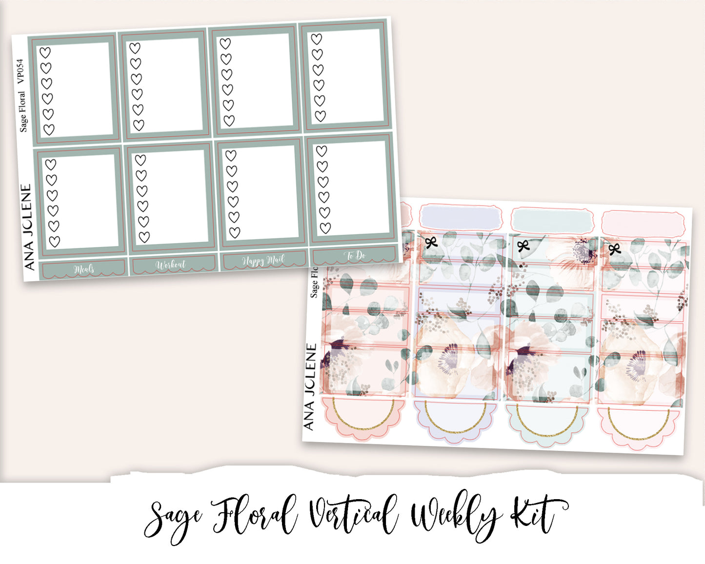 SAGE FLORAL Planner Sticker Kit (Vertical Weekly)