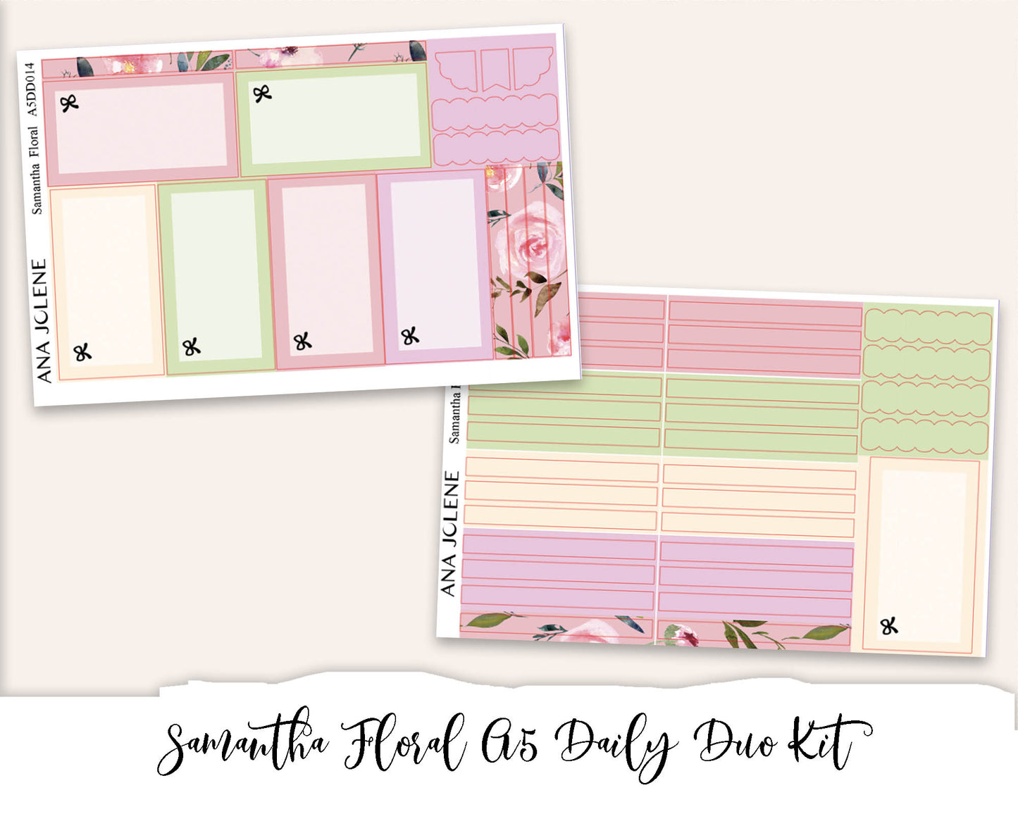 SAMANTHA FLORAL EC A5 Daily Duo Planner Sticker Kit (Erin Condren)