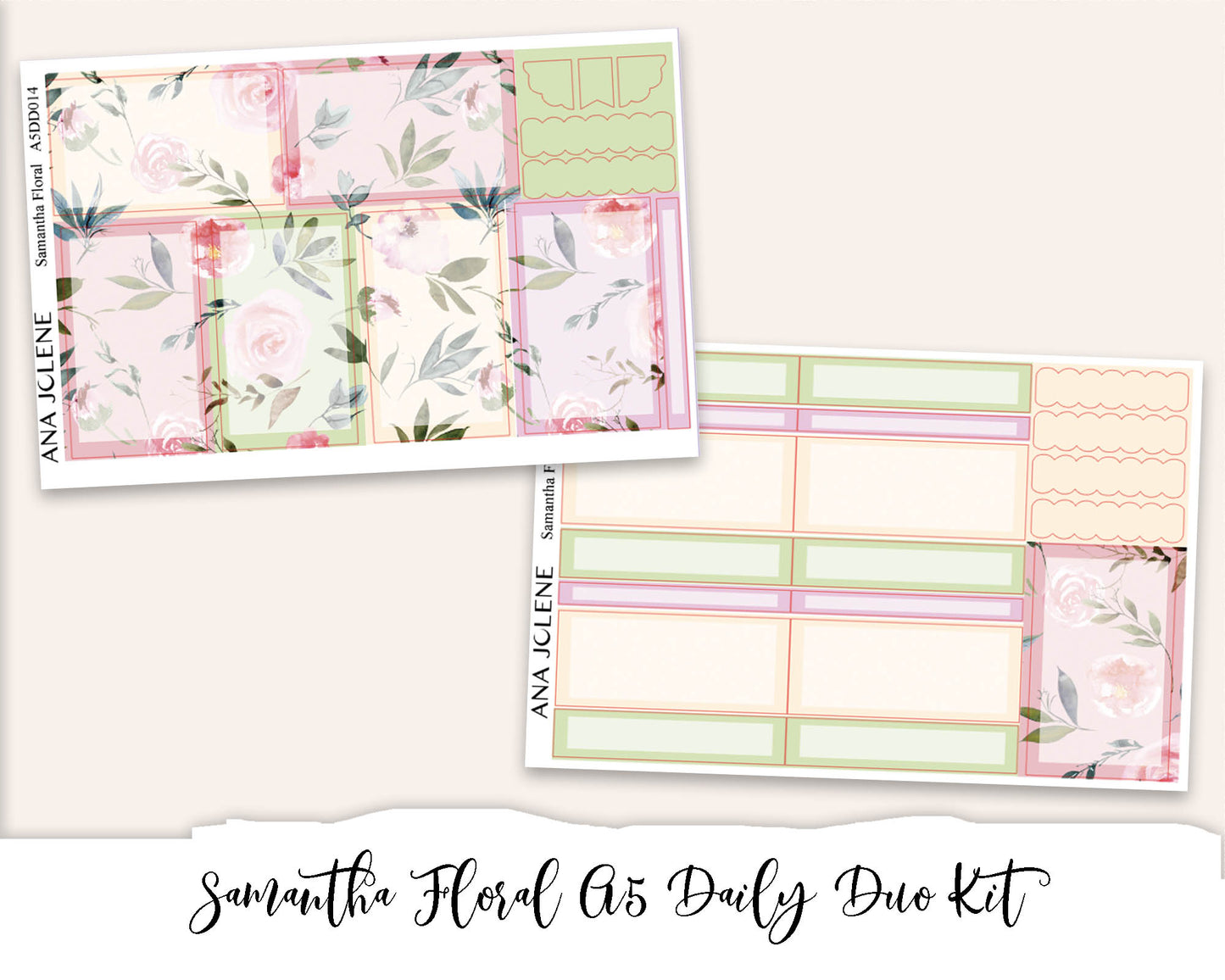 SAMANTHA FLORAL EC A5 Daily Duo Planner Sticker Kit (Erin Condren)