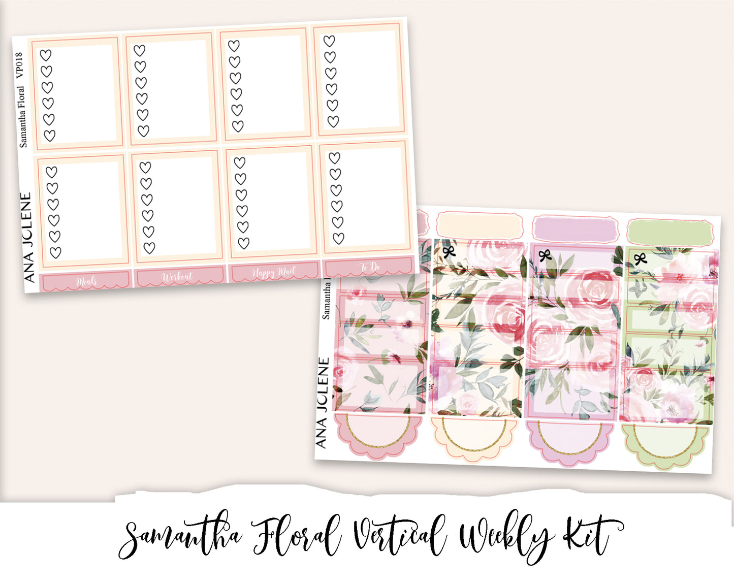 SAMANTHA FLORAL Planner Sticker Kit (Vertical Weekly)