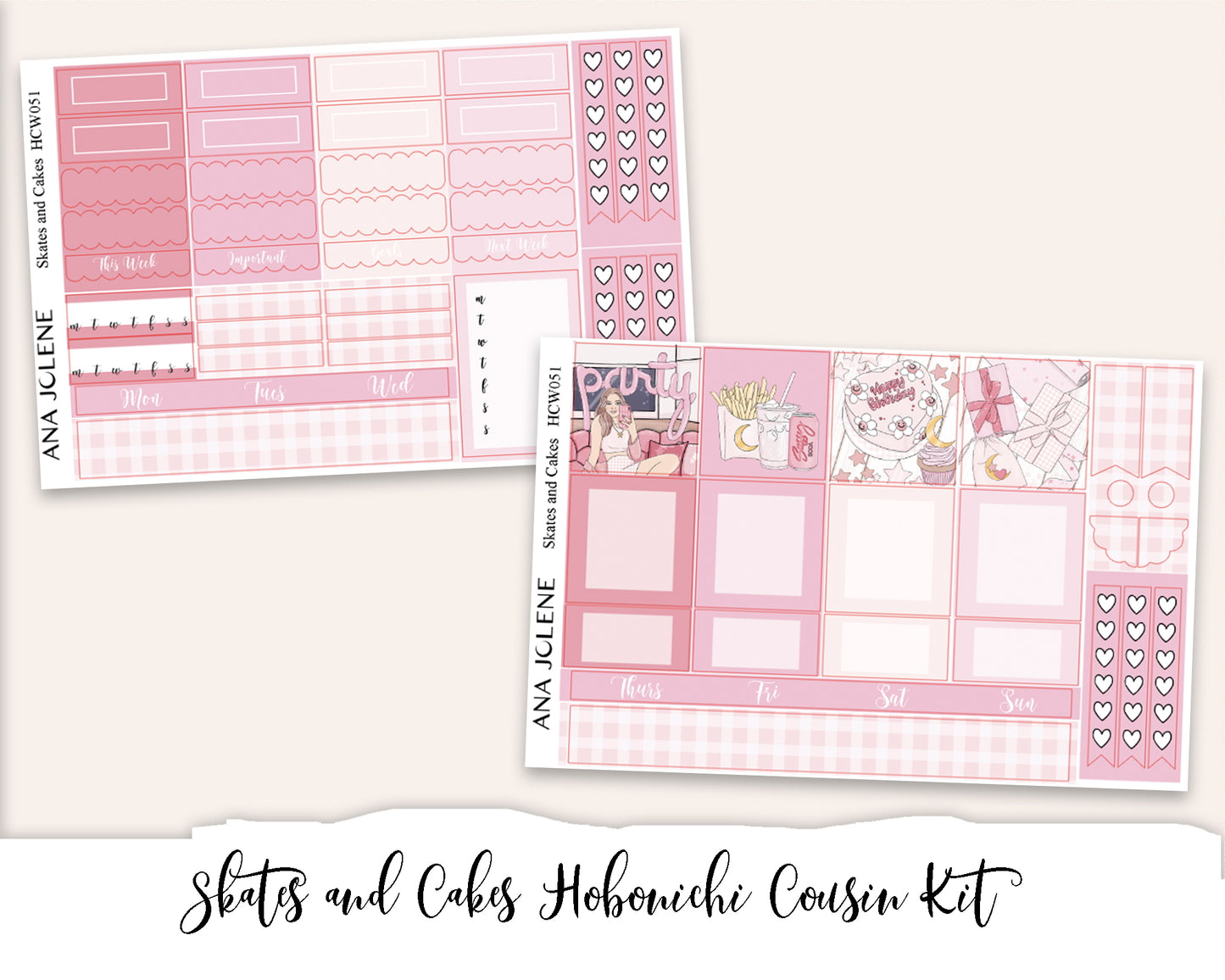 SKATES AND CAKES Hobonichi Cousin Weekly Planner Sticker Kit