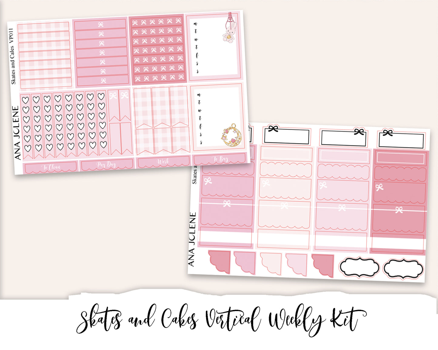 SKATES AND CAKES Planner Sticker Kit (Vertical Weekly) (Birthday/Celebration)