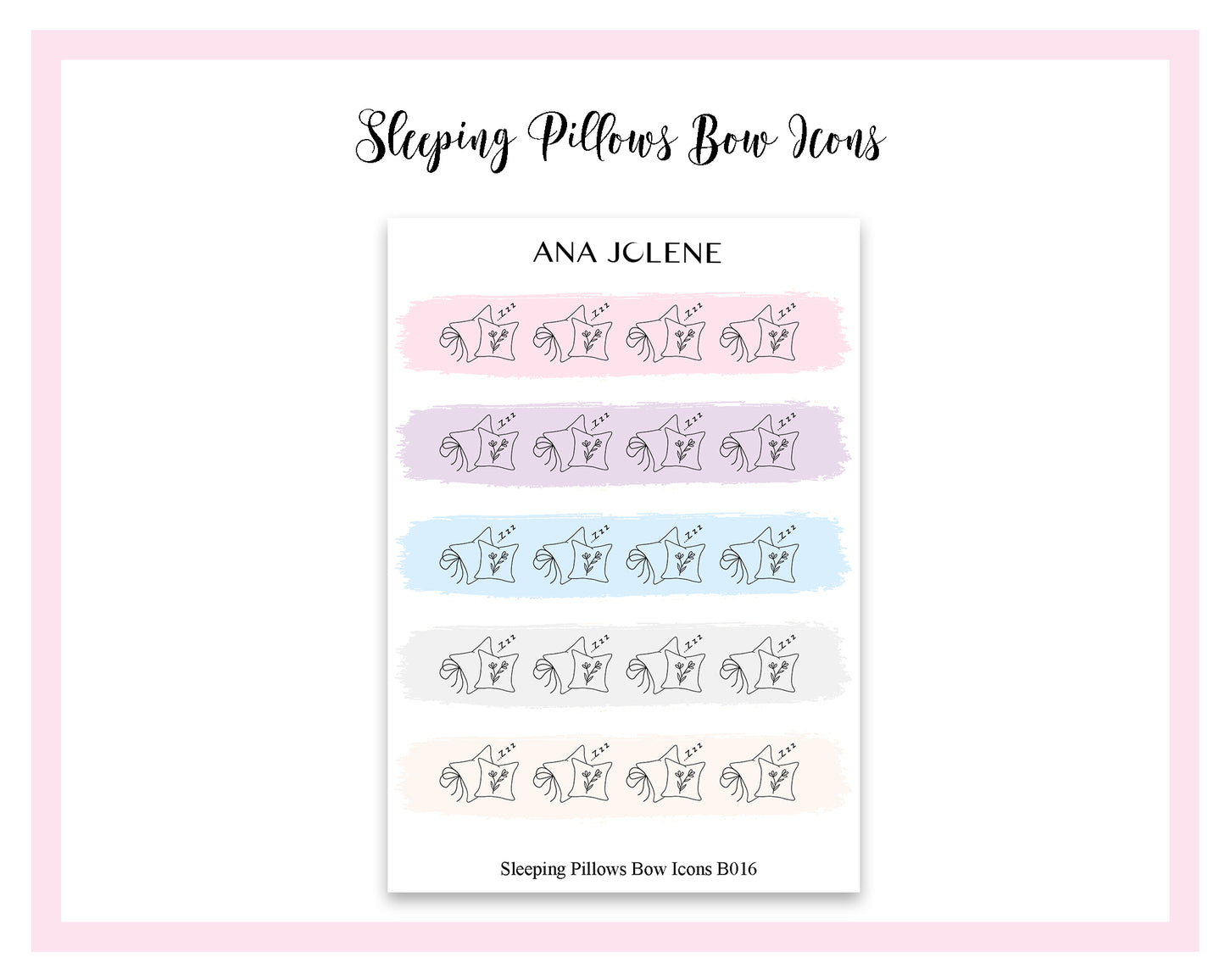 Sleeping Pillow Bow Icon Stickers