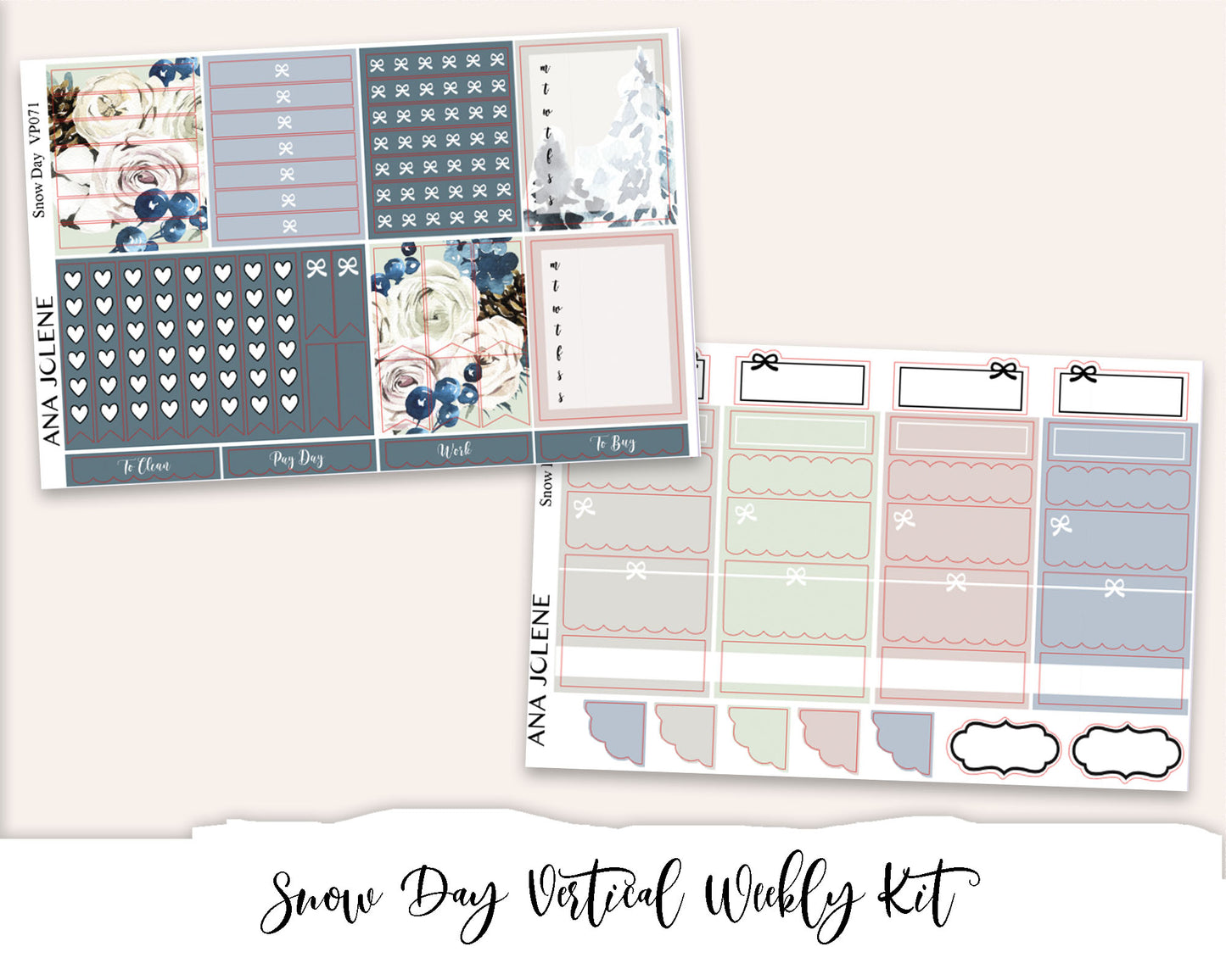 SNOW DAY Planner Sticker Kit (Vertical Weekly)