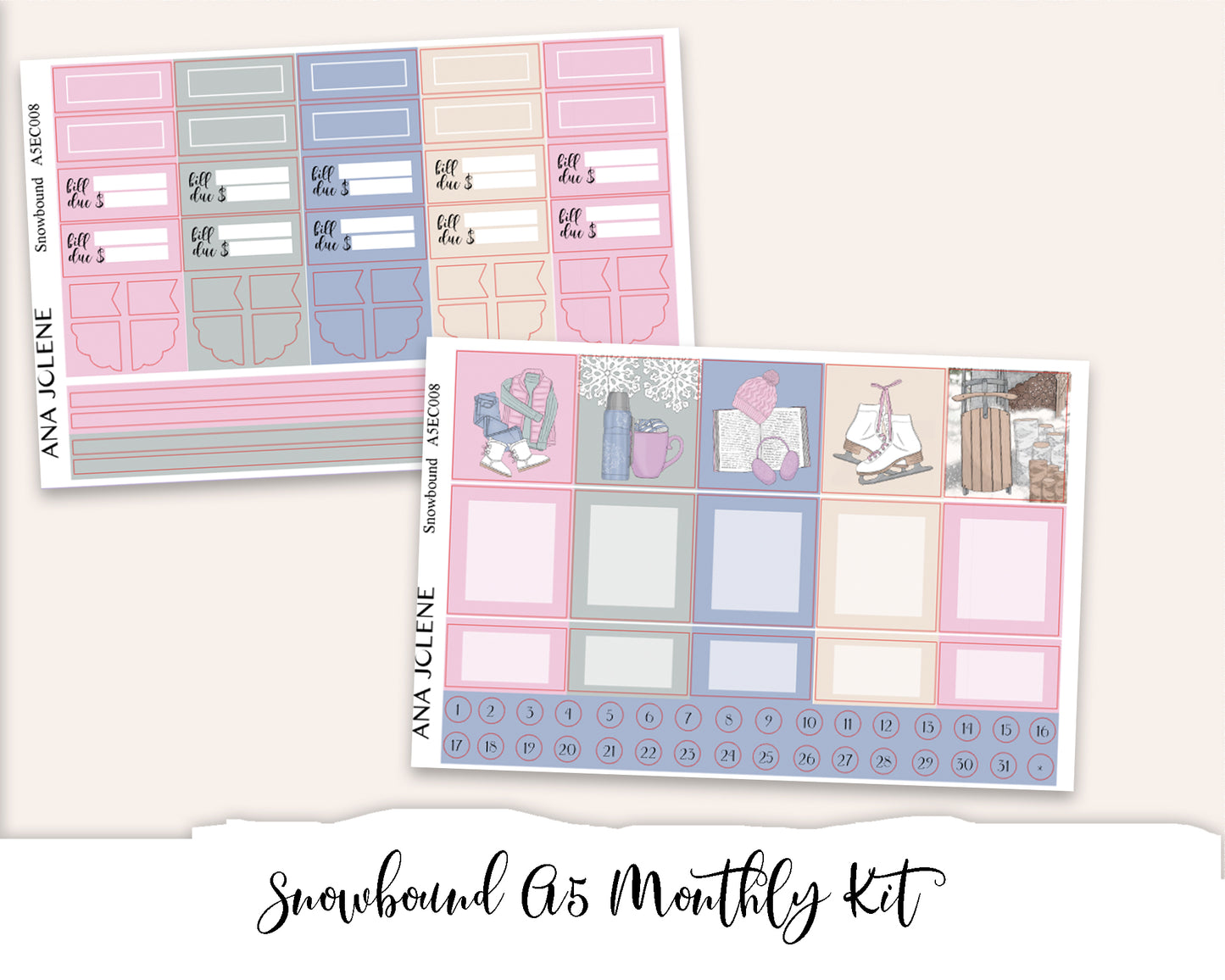 SNOWBOUND EC A5 Monthly Planner Sticker Kit
