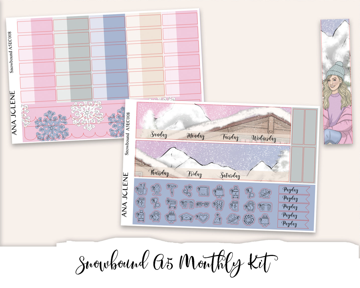 SNOWBOUND EC A5 Monthly Planner Sticker Kit