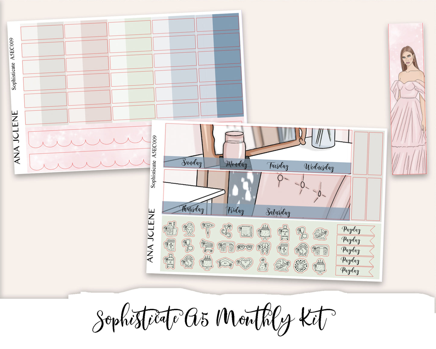 SOPHISTICATE EC A5 Monthly Planner Sticker Kit