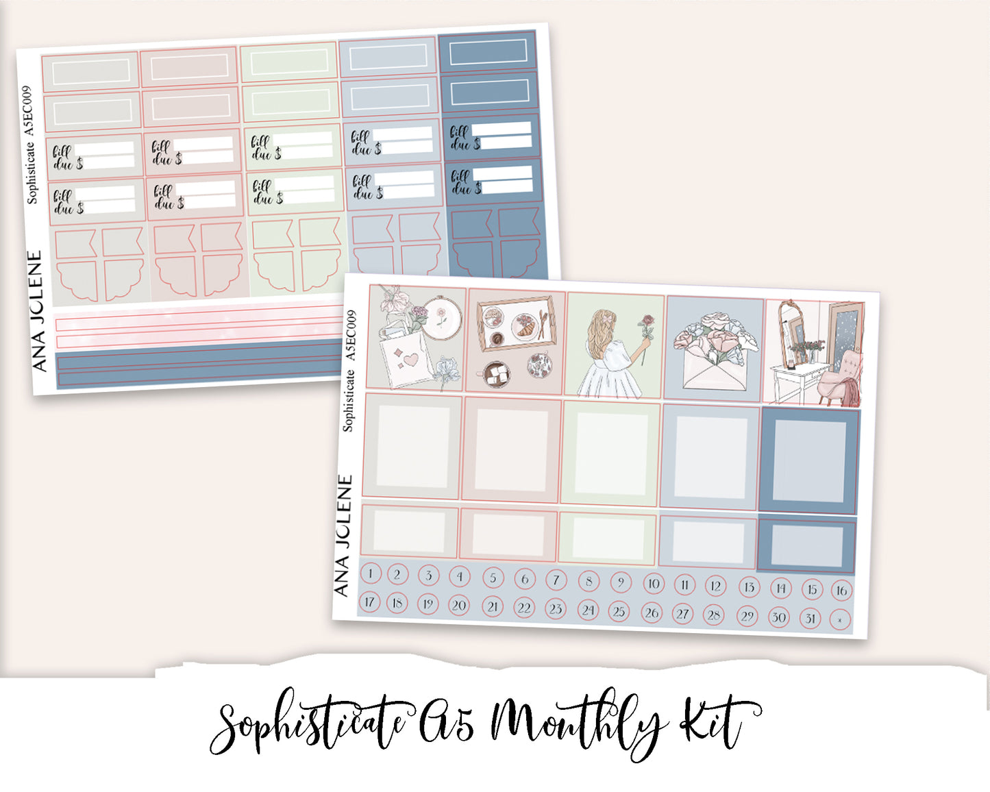 SOPHISTICATE EC A5 Monthly Planner Sticker Kit