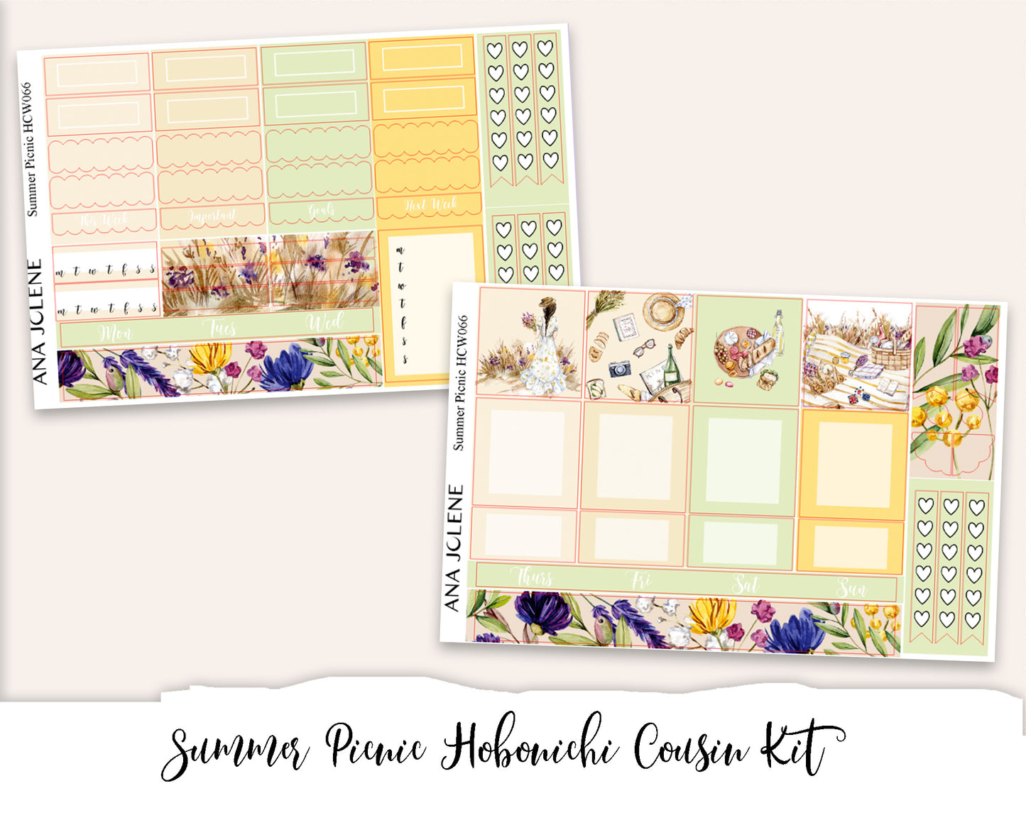 SUMMER PICNIC Hobonichi Cousin Weekly Planner Sticker Kit